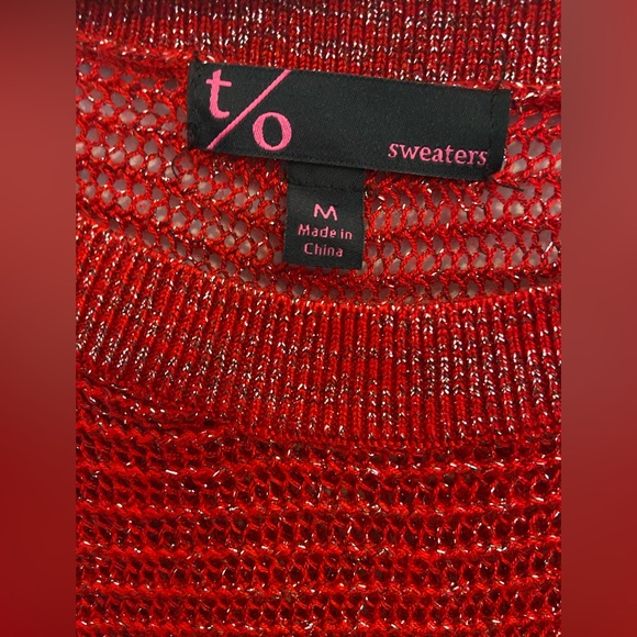 Juniors Medium Red Slouchy Sweater with Silver Accents - Picture 3 of 3